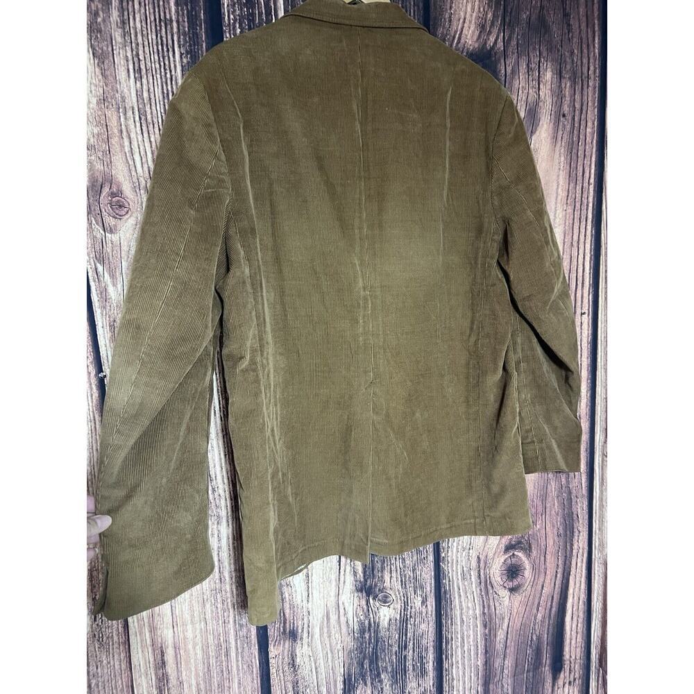 Corduroy Men Blazer Sport Coat Jacket Vintage 80s Haggar Sz 46 Brown Suit - Picture 8 of 13
